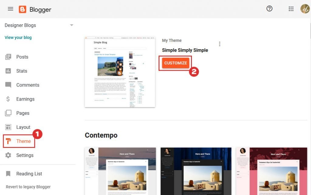 blogger theme customize