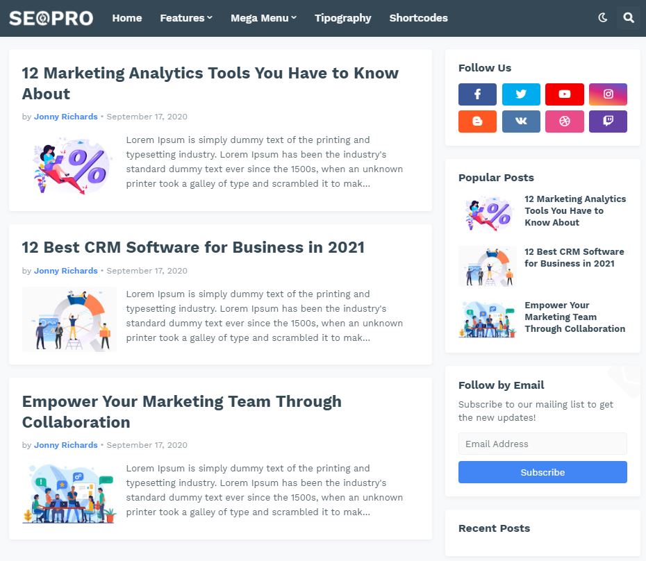 seo pro blogger template