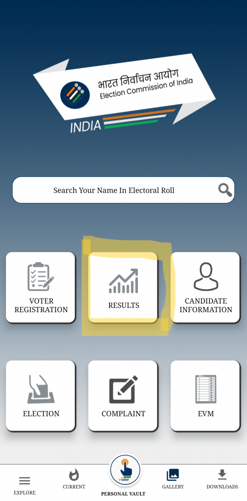 check election result through app