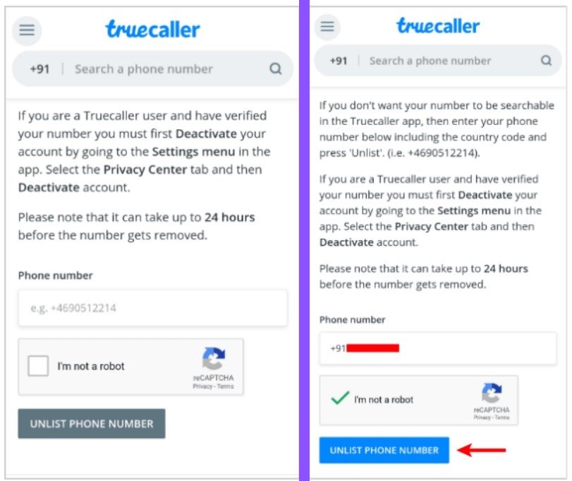 truecaller unlist