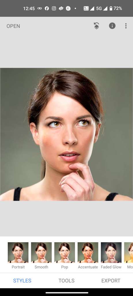 photo editing in snapseed mobile app