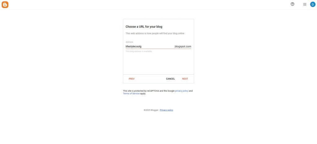 choose a url for your blog